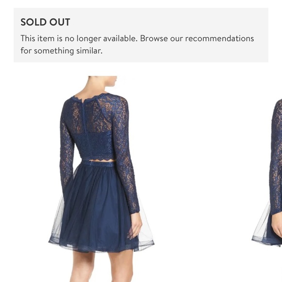 Long Sleeve Lace Two-Piece Skater Dress - Picture 3 of 5